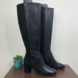 NEW Cole Haan Rianne Knee High Black Leather Suede Boots Women's Size 6.5B
